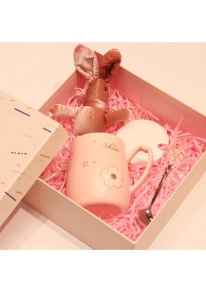 Sevimli Küçük Kahve Kupa Kupası Açık Süt Sakura Kahve Kupalar Seyahat Kız Seramik Canecas Cafe Cratıvas Kahve Fincanı Sevimli | Eski Moda Cam (Pembe Kupa ve Hediye Kutusu) (Yurt Dışından)