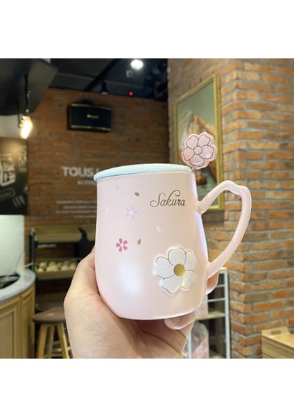 Sevimli Küçük Kahve Kupa Kupası Açık Süt Sakura Kahve Kupalar Seyahat Kız Seramik Canecas Cafe Cratıvas Kahve Fincanı Sevimli | Eski Moda Cam (Pembe Kupa ve Hediye Kutusu) (Yurt Dışından)