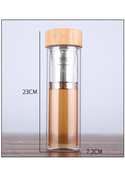 Meyve Çay Şişesi Cam Şişe Su Şişesi Filtre Süzgeci ile Borosilikat Çift Duvar Içecek Bambu Kapak Seyahat Drinkware | Su Şişeleri (Yurt Dışından)