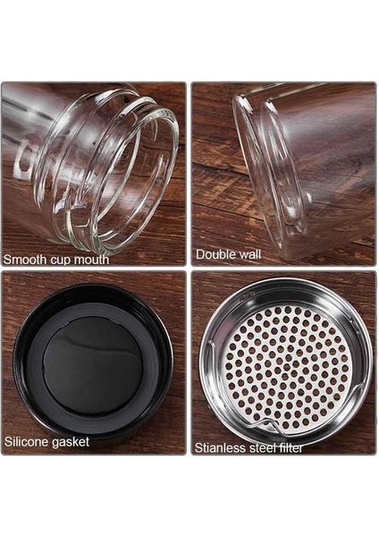 Borrey Cam Şişe Su Için Çift Duvar Cam Çay Şişesi Demirci Filtre Süzgeci Seyahat Çay Bouteille Araba Drinkware | Su Şişeleri (Beyaz) (Yurt Dışından)