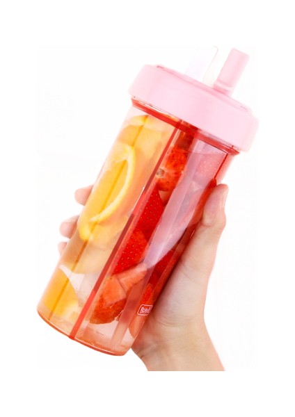 Çift Sippy Içecek Kupası Yaratıcı Severler Su Şişesi Caneca Açık Spor Tumbler Kahve Kupa Çift Boru Açılış Tasarım Küpe Küpe | Su Şişeleri (Pembe) (Yurt Dışından)