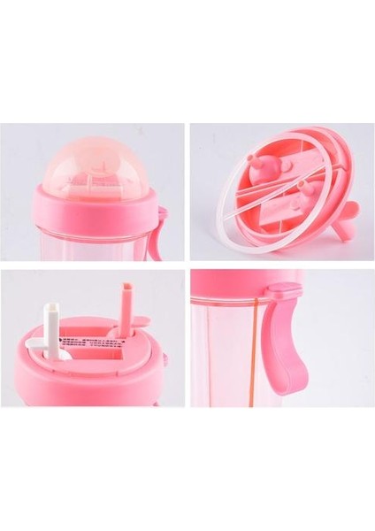 Çift Sippy Içecek Kupası Yaratıcı Severler Su Şişesi Caneca Açık Spor Tumbler Kahve Kupa Çift Boru Açılış Tasarım Küpe Küpe | Su Şişeleri (Pembe) (Yurt Dışından)