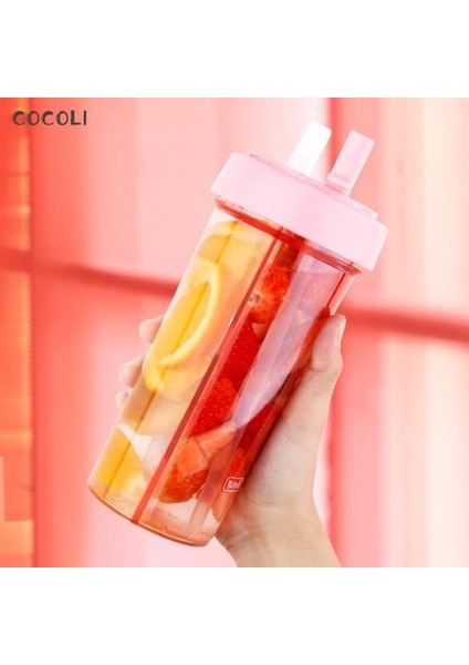 Çift Sippy Içecek Kupası Yaratıcı Severler Su Şişesi Caneca Açık Spor Tumbler Kahve Kupa Çift Boru Açılış Tasarım Küpe Küpe | Su Şişeleri (Pembe) (Yurt Dışından)