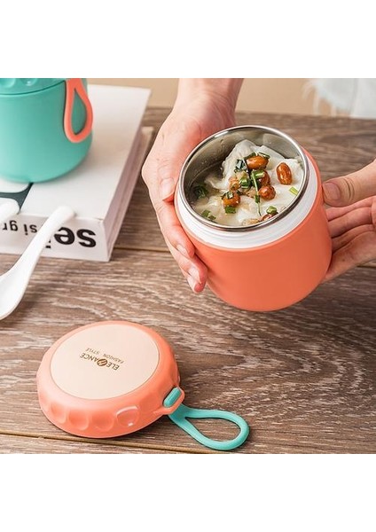 Termal Öğle Yemeği Kutusu Gıda Konteyner Set Paslanmaz Çelik Yalıtımlı Lunchbox Kreş Çorbası Kupası Çocuk Gıda Kutusu Mutfak Aksesuarları | Vakumlu Şişeler ve termoslar (Pembe) (Yurt Dışından)