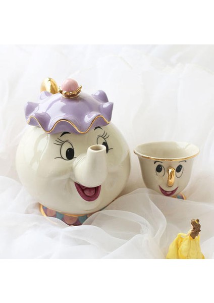 Sevimli Karikatür Güzellik ve Canavar Çaydanlık Kupa Mrs Potts Çip Kupası Çay Potu Kupası Set Güzel Noel Hediyesi | Sürahi (Yurt Dışından)