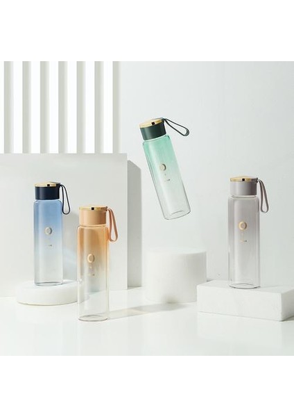 Lüks Degrade Renkler Cam Su Şişesi 400 ml Taşınabilir Çay Şişesi Suyu Çalkalayıcı Şişe Yetişkinler Hediyeler Çevre Dostu Kamp Ofisi | Su Şişeleri (Mavi) (Yurt Dışından)