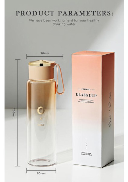 Lüks Degrade Renkler Cam Su Şişesi 400 ml Taşınabilir Çay Şişesi Suyu Çalkalayıcı Şişe Yetişkinler Hediyeler Çevre Dostu Kamp Ofisi | Su Şişeleri (Mavi) (Yurt Dışından)