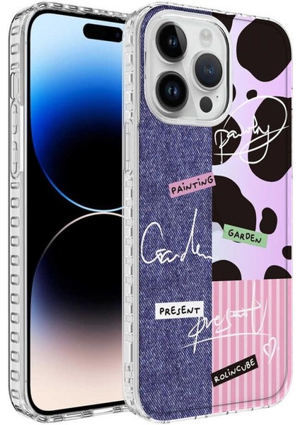 Apple iPhone 13 Pro Kılıf Airbag Kenarlı Renkli Desenli Elegans Silikon