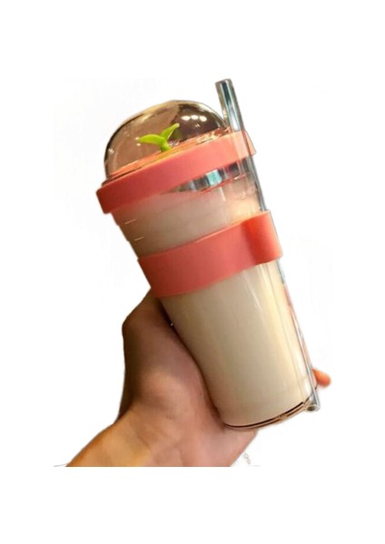 16OZ Yaratıcı Köpük Çay Bardağı, Taşınabilir Plastik Kupası, Saman ile Yeniden Kullanılabilir Plastik Bardak, Kabarcık Çay Boba Çay Kupası | Kupalar (Pembe) (Yurt Dışından)