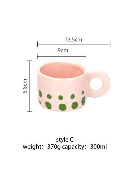 300ML Nordic Seramik Handgrip Kahve Kupa Ofis Ev Su Kupası Yüzük Kolu Mikrodalga Kahvaltı Yulaf Ezmesi Süt Kupalar | Kupalar (Yeşil) (Yurt Dışından) indirimleri