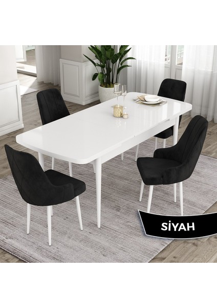 Concept Eta Serisi 80 x 132 cm Açılabilir Mdf Mutfak Masa Takımı Beyaz Masa 4 Sandalye fiyatları