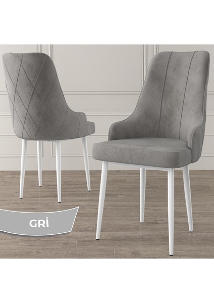Concept Eta Serisi 80 x 132 cm Açılabilir Mdf Yemek Odası Masa Takımı Beyaz Mermer Desen Masa 4 Sandalye