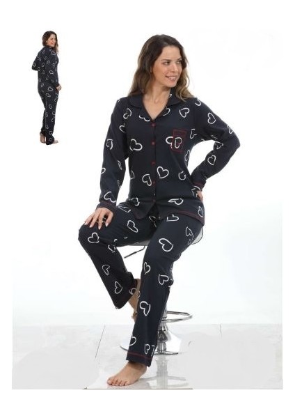 98248 Kadın Battal Kışlık Önden Düğmeli Pijama Takımı fiyatları