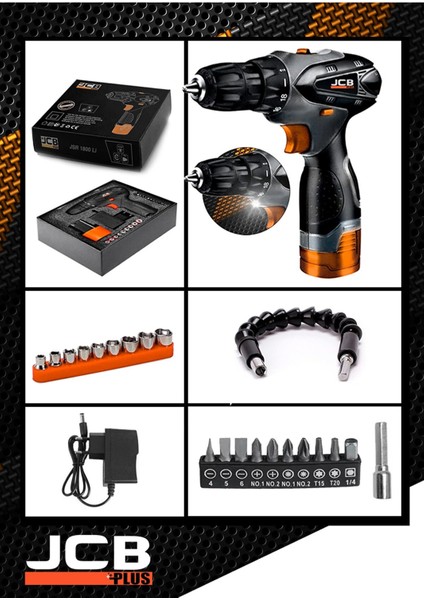 Projcb Plus Black Orange Jsr 1800 Li Professıonel Işıklı Yeni Nesil Akülü Vidalama Matkap + Uzman Set Hediyeli