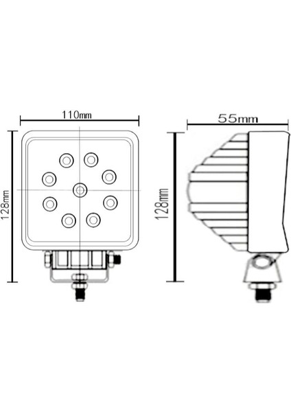 LED Kare Çalışma Lambası 9 Ledli