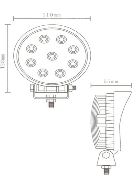 LED Yuvarlak Çalışma Lambası 9 Ledli