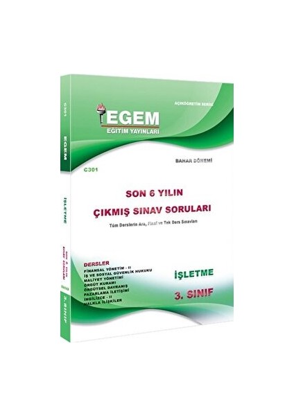 3. Sınıf İşletme Çıkmış Sınav Soruları (2012-2018)(BAHAR Dönemi)