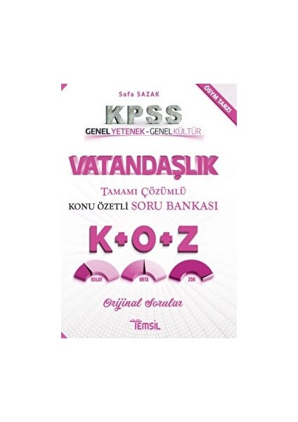 KPSS Vatandaşlık Tamamı Çözümlü Konu Özetli Soru Bankası Temsil Kitap