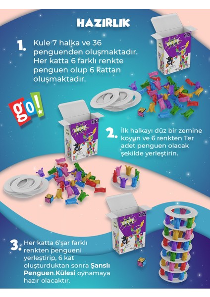 Go Toys Şanslı Penguen Kulesi Eğitici Zeka ve Aktivite Oyunu Eğlence Kutusu