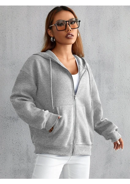 Daxis Sportwear Company Fermuarlı Kapüşonlu Oversize Sweatshirt