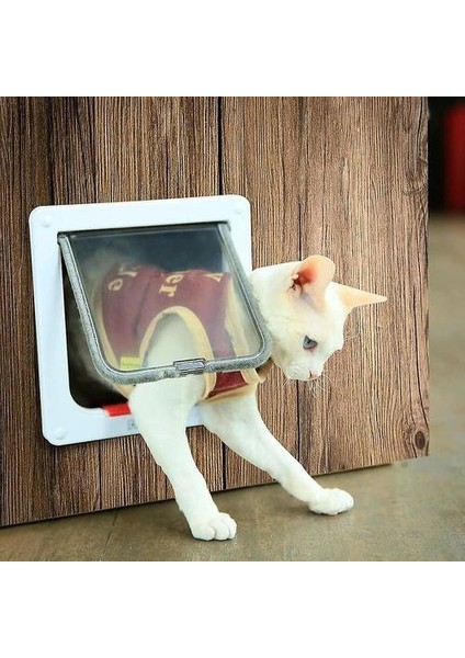 4 Yönlü Kilitli Orta Kedi Flep Kapısı, Manyetik Evcil Kapı Kiti Beyaz (Yurt Dışından) modelleri