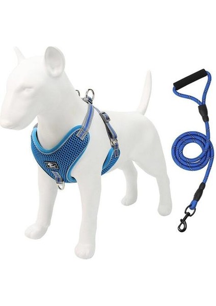Polyester Yansıtıcı Köpek Koşum Yelek Ayarlanabilir Nefes Pet Koşumlar Yok Orta ve Büyük Köpekler Için Çekin Hayır Fransız Bulldog Safları | Koşumlar (Mavi) (Yurt Dışından)