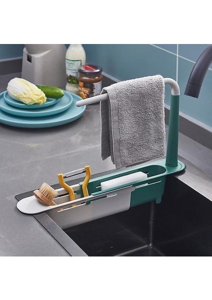 Teleskopik Lavabo Tutucu Genişletilebilir Mutfak Lavabo Organizatör Raf Sünger Caddy Ayarlanabilir Caddy (Yeşil) (Yurt Dışından)