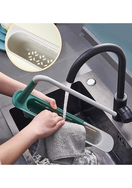 Teleskopik Lavabo Tutucu Genişletilebilir Mutfak Lavabo Organizatör Raf Sünger Caddy Ayarlanabilir Caddy (Yeşil) (Yurt Dışından)