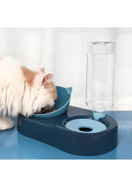 Kedi Kase Su Dağıtıcı Otomatik Su Depolama Pet Köpek Kedi Gıda Kase Gıda Konteyner Waterer Pet Waterer Besleyici ile | Kedi Besleme ve sulama Malzemeleri (Mavi) (Yurt Dışından)