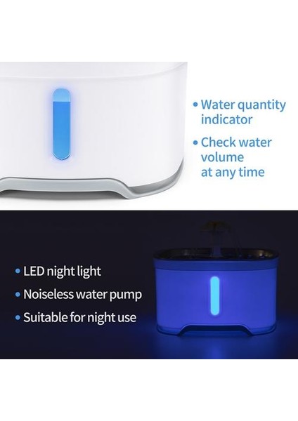 2.4l Otomatik Pet Kedi Su Çeşmesi LED Elektrikli USB Köpek Kedi Pet Otomatik Pet Içme Çeşmesi Dispenseri | Kedi Besleme ve sulama Malzemeleri (Yurt Dışından) fırsatları