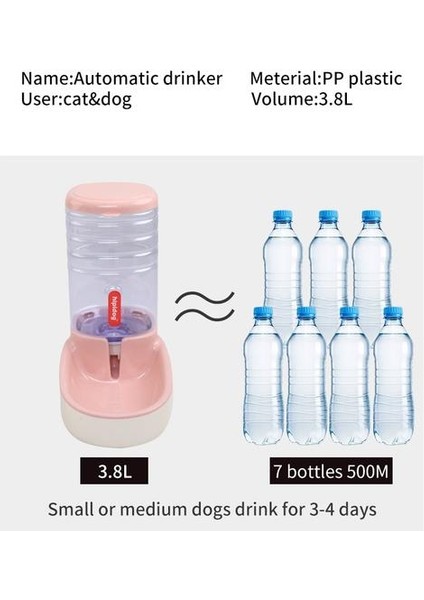 3.8l Pet Otomatik Besleyici Köpek Kedi Aksesuarları Için Içme Kase Su Besleme Sulama Malzemeleri Büyük Kapasiteli Dağıtıcı | Kedi Besleme ve sulama Malzemeleri (Pembe) (Yurt Dışından) fiyatları
