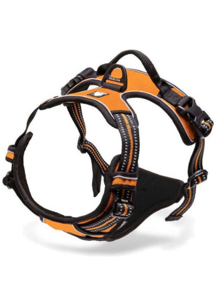 Hiçbir Çekme Yastıklı Pet Köpek Koşum 3 M Yansıtıcı Naylon Ön Aralığı Yelek Koşum Köpekler Için Ayarlanabilir Sapanlar Bulldog Pug | Koşumlar (Turuncu) (Yurt Dışından)