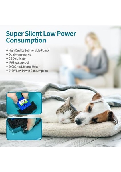 Otomatik Kedi Çeşmesi Su Içme Besleyici Kase Pet Köpek Kedi Su Dağıtıcı Dilsiz Otomatik Içme Çeşmesi Elektrikli USB | Kedi Besleme ve sulama Malzemeleri (Yeşil) (Yurt Dışından) fırsatları