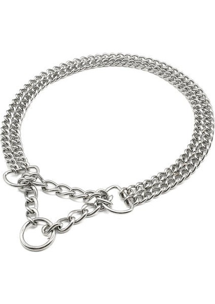 Köpek Eğitim Zinciri Pet Chooke Yaka Çift Sıralı Metal Zincir Paslanmaz Çelik Slip Yaka Büyük Köpekler Pitbull | Yaka (Gümüş) (Yurt Dışından)