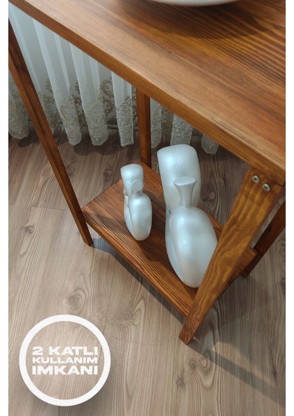 Ahşap Dresuar, 2 Katlı Konsol, Vestiyer Raf , Yan Sehpa