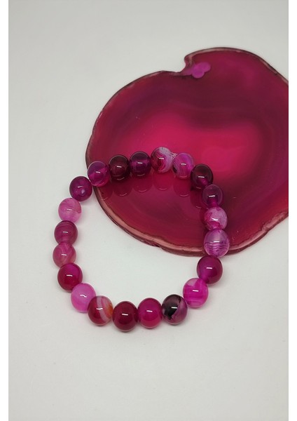 8 mm Pembe Akik Doğaltaş Bileklik