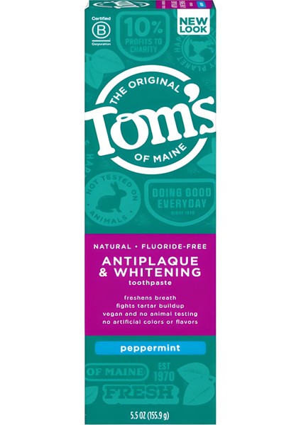 Tom's Of Maine Fluoride-Free Antiplaque & Whitening Diş Macunu - Peppermint