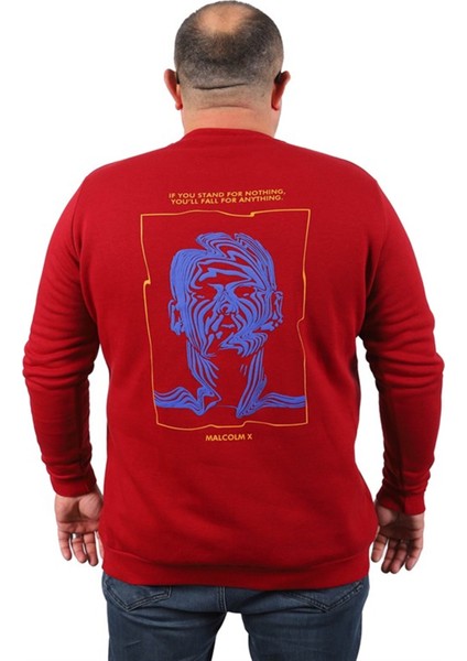 Büyük Beden Erkek Sweat Malcolmx 22735 Bordo modelleri
