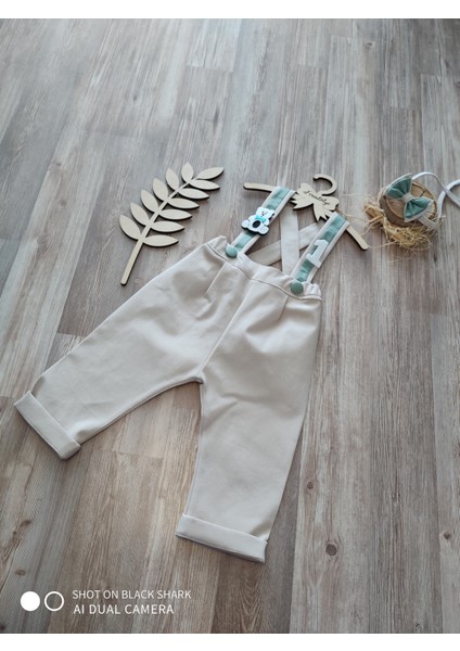 Beyaz Ayıcık Konsept Krem Küf Yeşili Salopet Takımı fiyatları