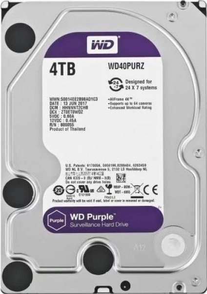 4 Tb Wd 3.5 Purple Sata3 5400RPM 256MB 7/24 Guvenlık WD42PURZ (3 Yıl Resmı Dıst Garantılı)