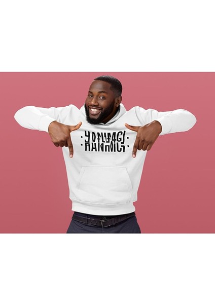 Hanımcı Baskılı Sweatshirt Oversize Kapüşonlu