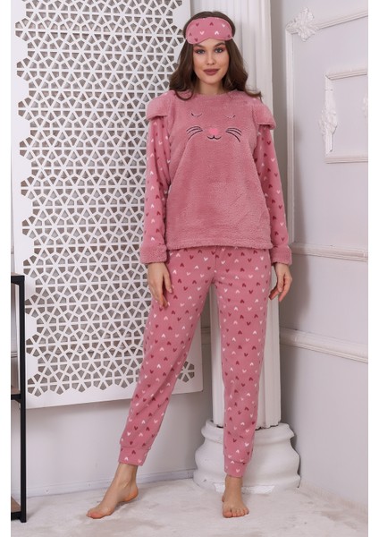 Fwn 3021 Peluş Welsoft Polar Kışlık Yumoş Kadın Pijama Takımı