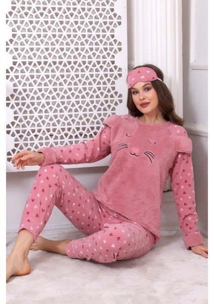 Fwn 3021 Peluş Welsoft Polar Kışlık Yumoş Kadın Pijama Takımı