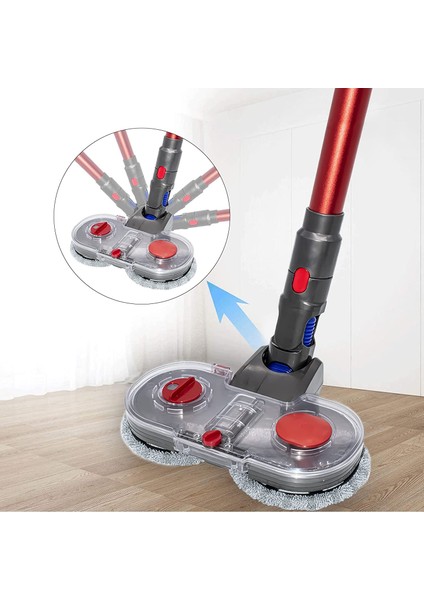 Dyson V15 Uyumlu Mop Başlığı + Tetik Kilidi+ 4 Adet Mop (Damlatmalı)