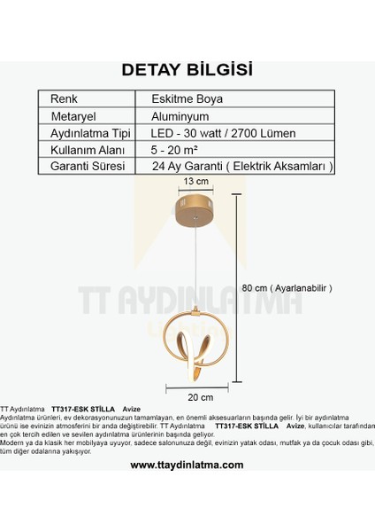 TT317-ESK Stilla Modeli Eskitme Boyalı LED Avize