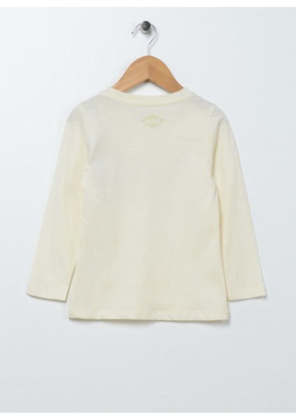 Baskılı Ekru Kız Çocuk T-Shirt 231 Lcg 242001 Mary Ekru