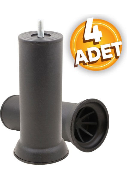 Mobilya Kanepe Baza Koltuk Destek Ayağı M8 Civata Siyah Ayak 15 cm (4 Adet)
