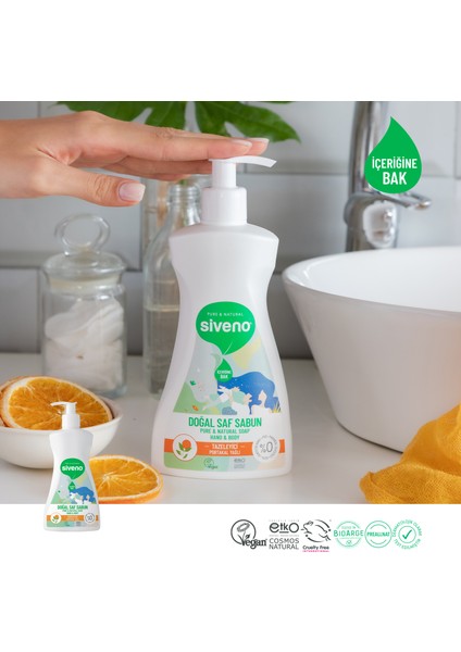 %100 Doğal Sıvı Kastil Sabun Portakal Yağlı Yoğun Nemlendirici Arındırıcı Bitkisel Vegan 300 ml