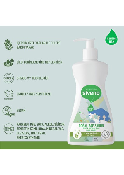 %100 Doğal Sıvı Kastil Sabun Zeytinyağlı Yoğun Nemlendirici Arındırıcı Bitkisel Vegan 300 ml