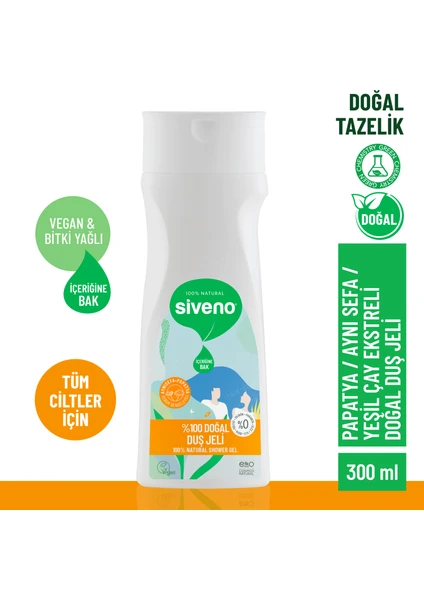 %100 Doğal Duş Jeli Sebum Dengeleyici Rahatlatıcı Aynısefa Papatya Yeşilçay Vegan 300 ml